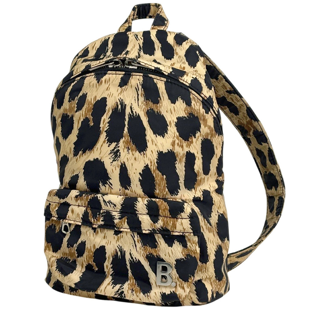 Balenciaga Logo Backpack Rucksack Daypack Leopard Brown Black